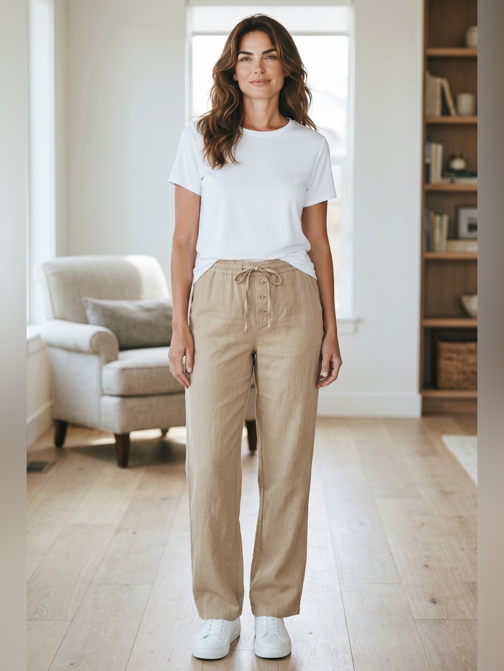 Casual Tan Women's Wide Leg Pants
